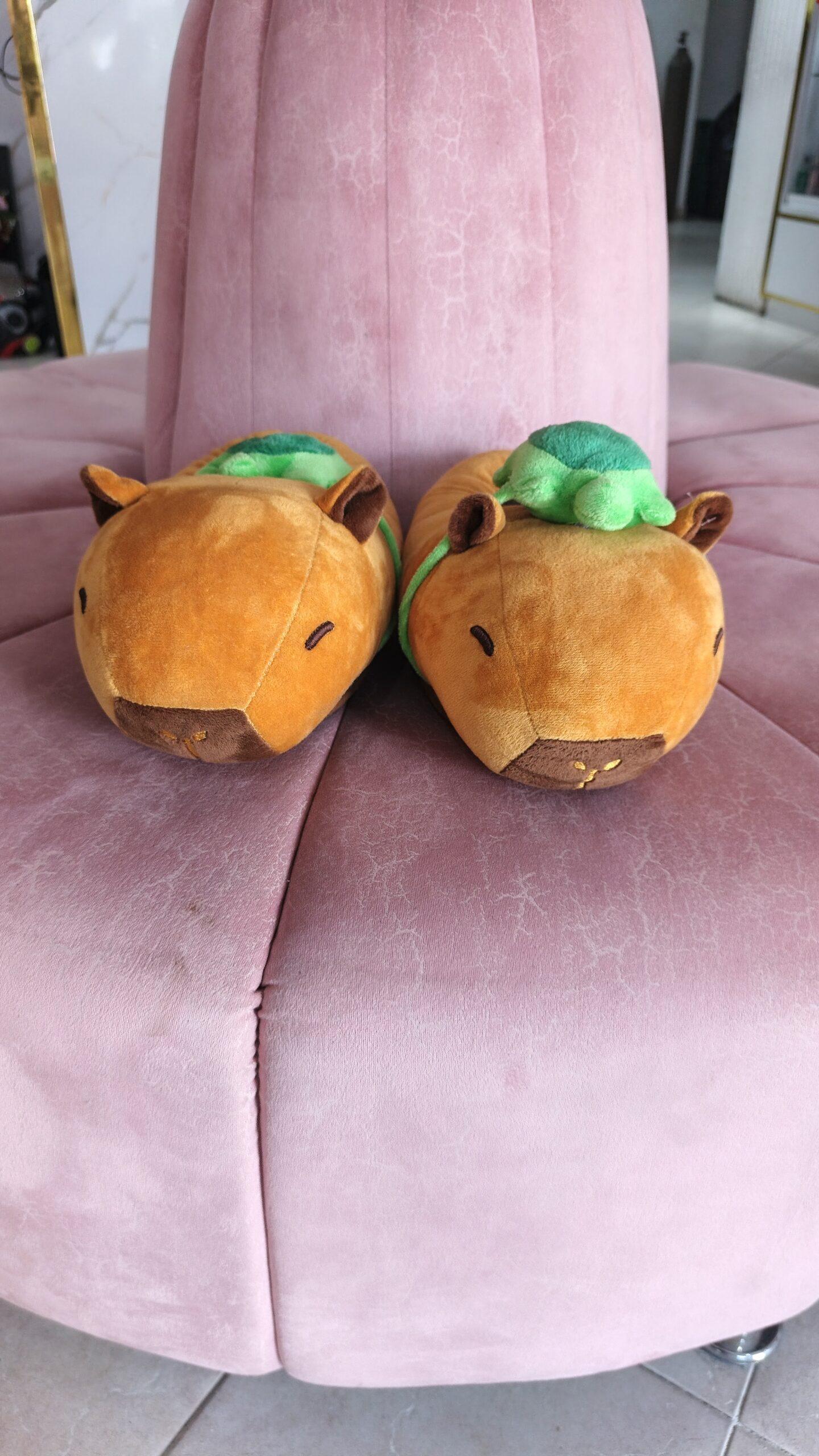 Pantuflas Peluche Capibara con Tortuguita