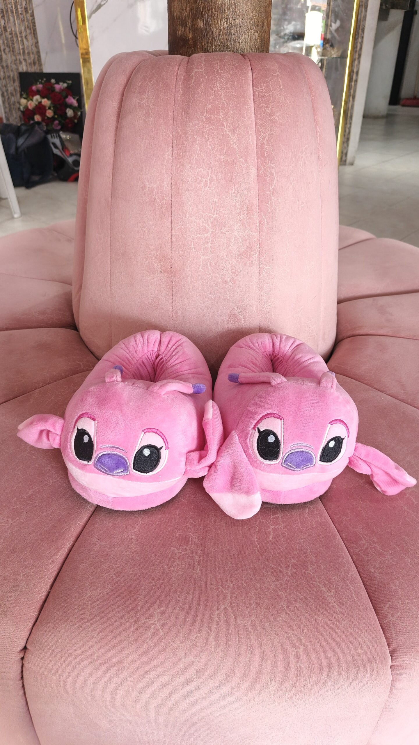Pantuflas Peluche stitch Rosadas