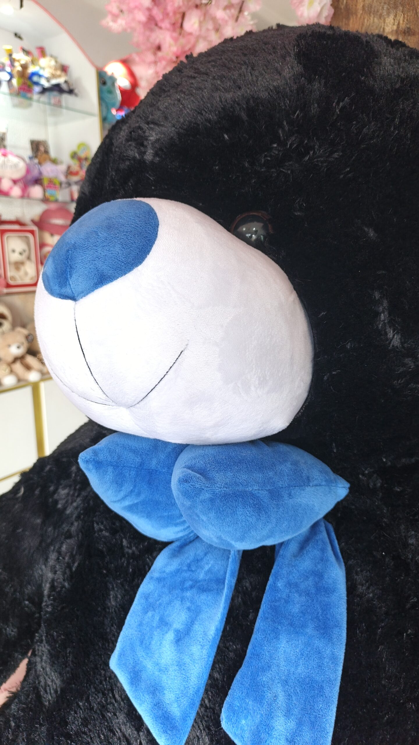 Oso Gigante Negro con Lazo Azul