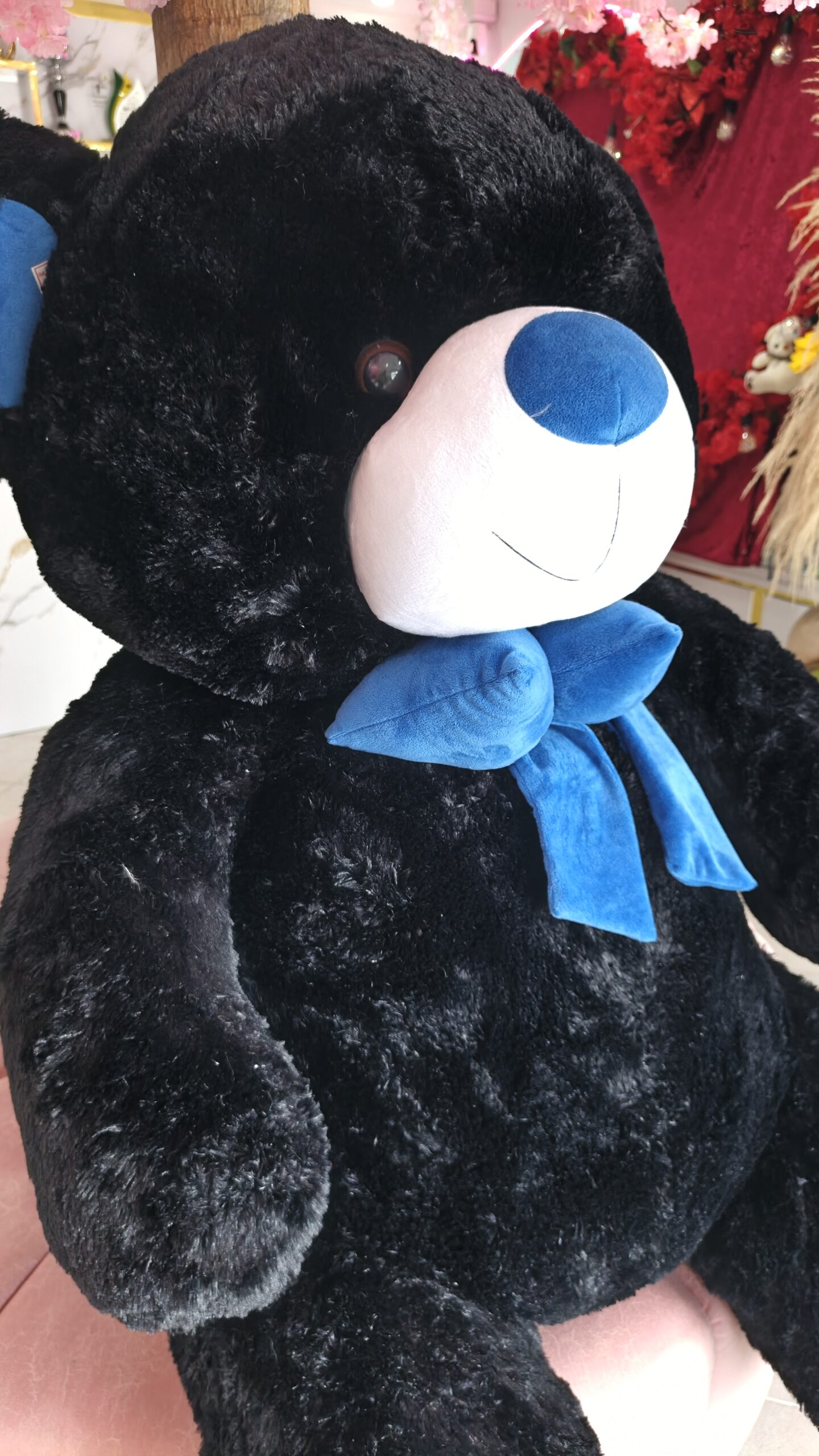 Oso Gigante Negro con Lazo Azul