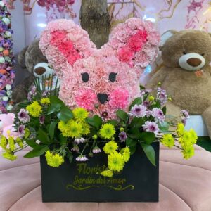 Conejito Floral 3D Rosado